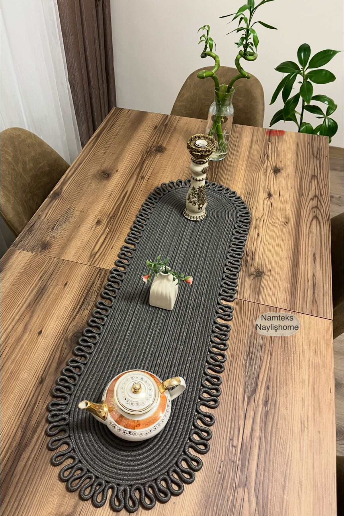 Kenarjüt Trikotlu Runner Amerikan Servis Takımı, Yemek Servisi Takımı, Çeyizlik, Hediyelik