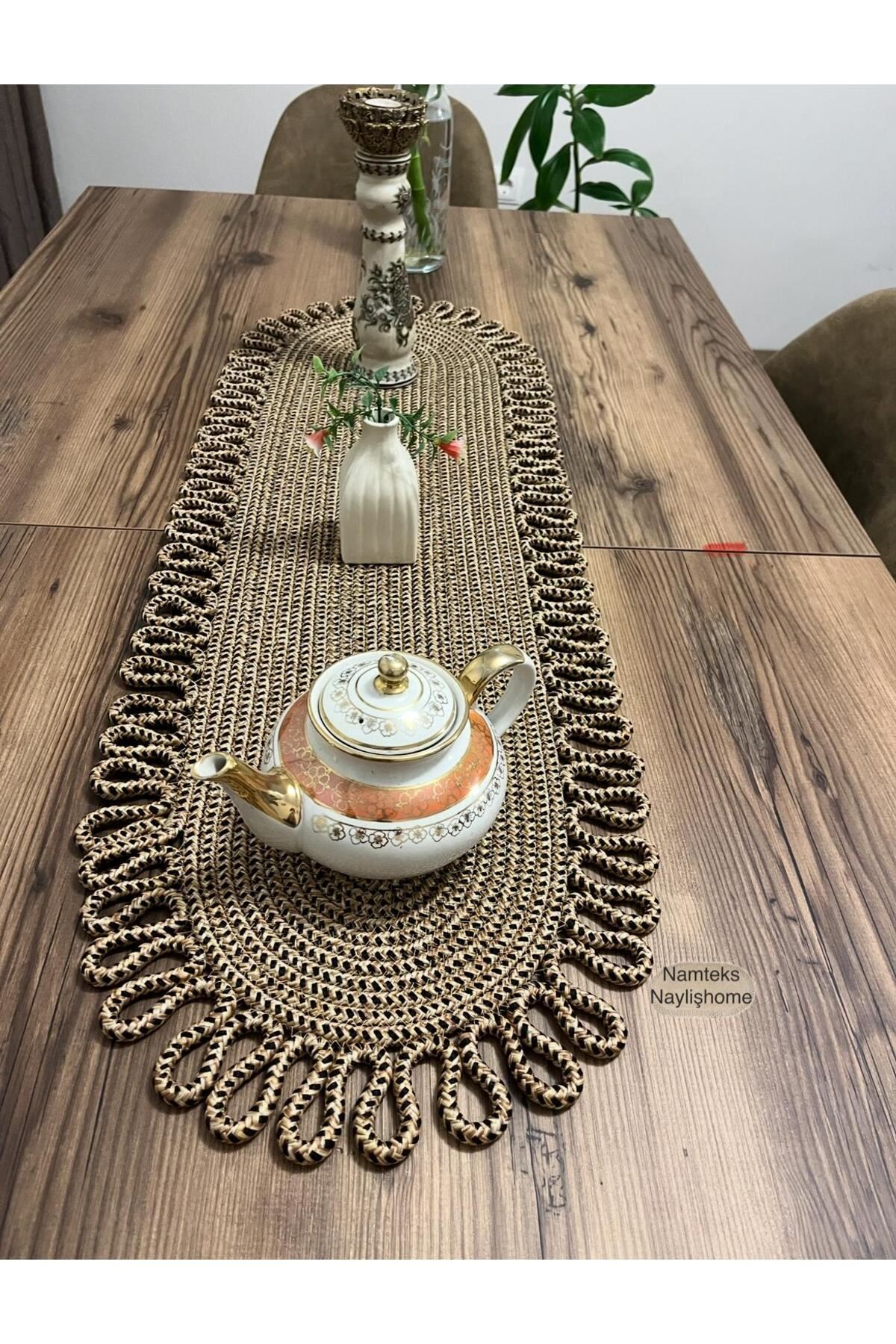 Kenarjüt Trikotlu Runner Amerikan Servis Takımı, Yemek Servisi Takımı, Çeyizlik, Hediyelik