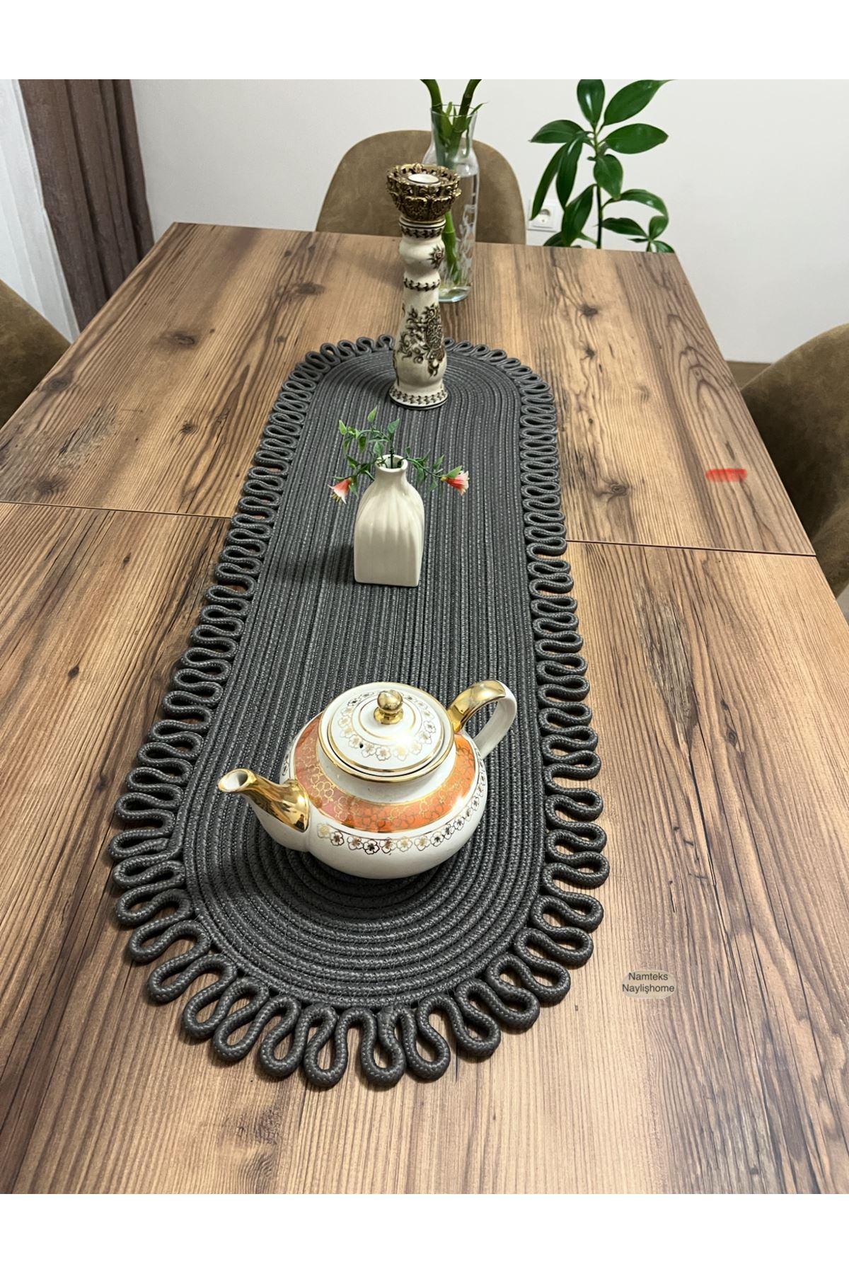Kenarjüt Trikotlu Runner Amerikan Servis Takımı, Yemek Servisi Takımı, Çeyizlik, Hediyelik