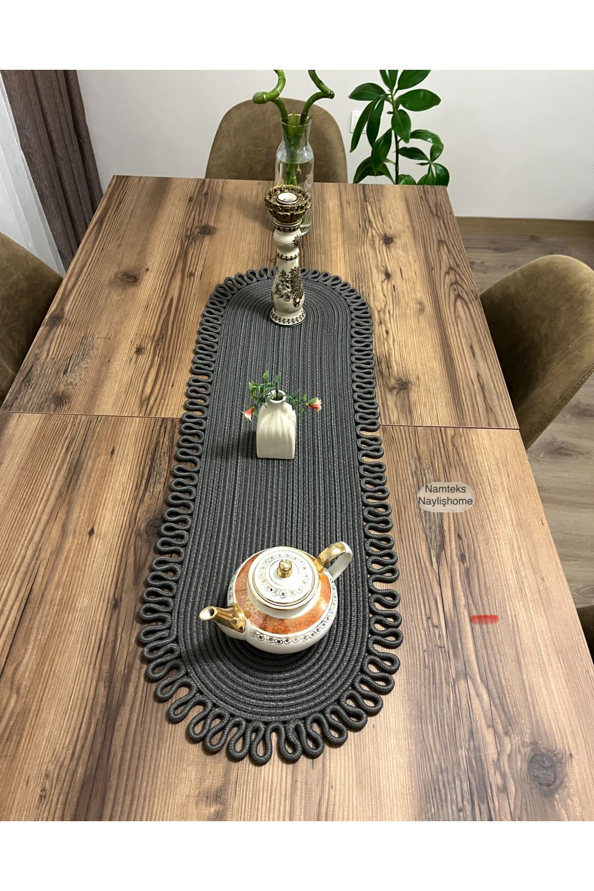 Kenarjüt Trikotlu Runner Amerikan Servis Takımı, Yemek Servisi Takımı, Çeyizlik, Hediyelik