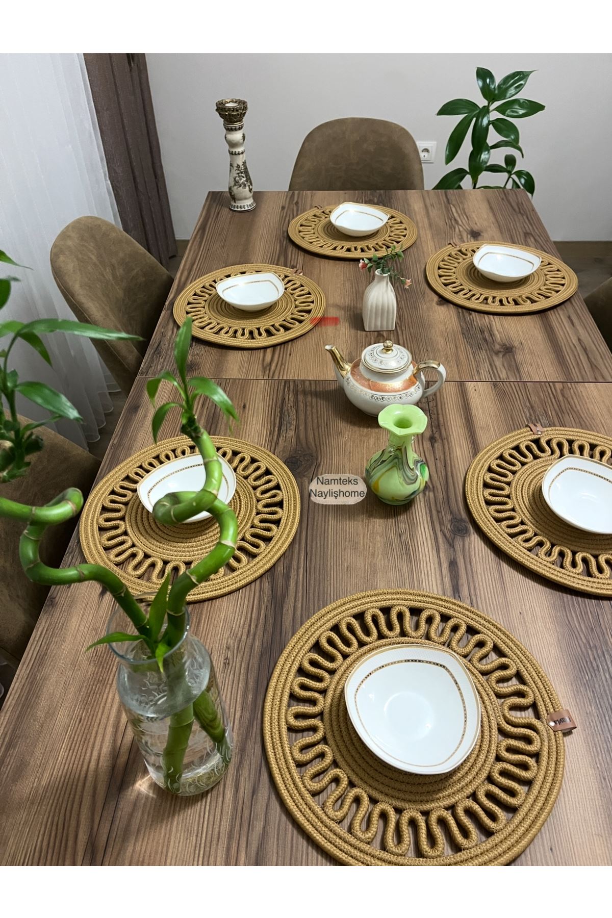 6 Adet 33x33 Jüt, Ameriken Servis, Masa Örtüsü, Supla Hediyelik,çeyizlik Gritirikotlu