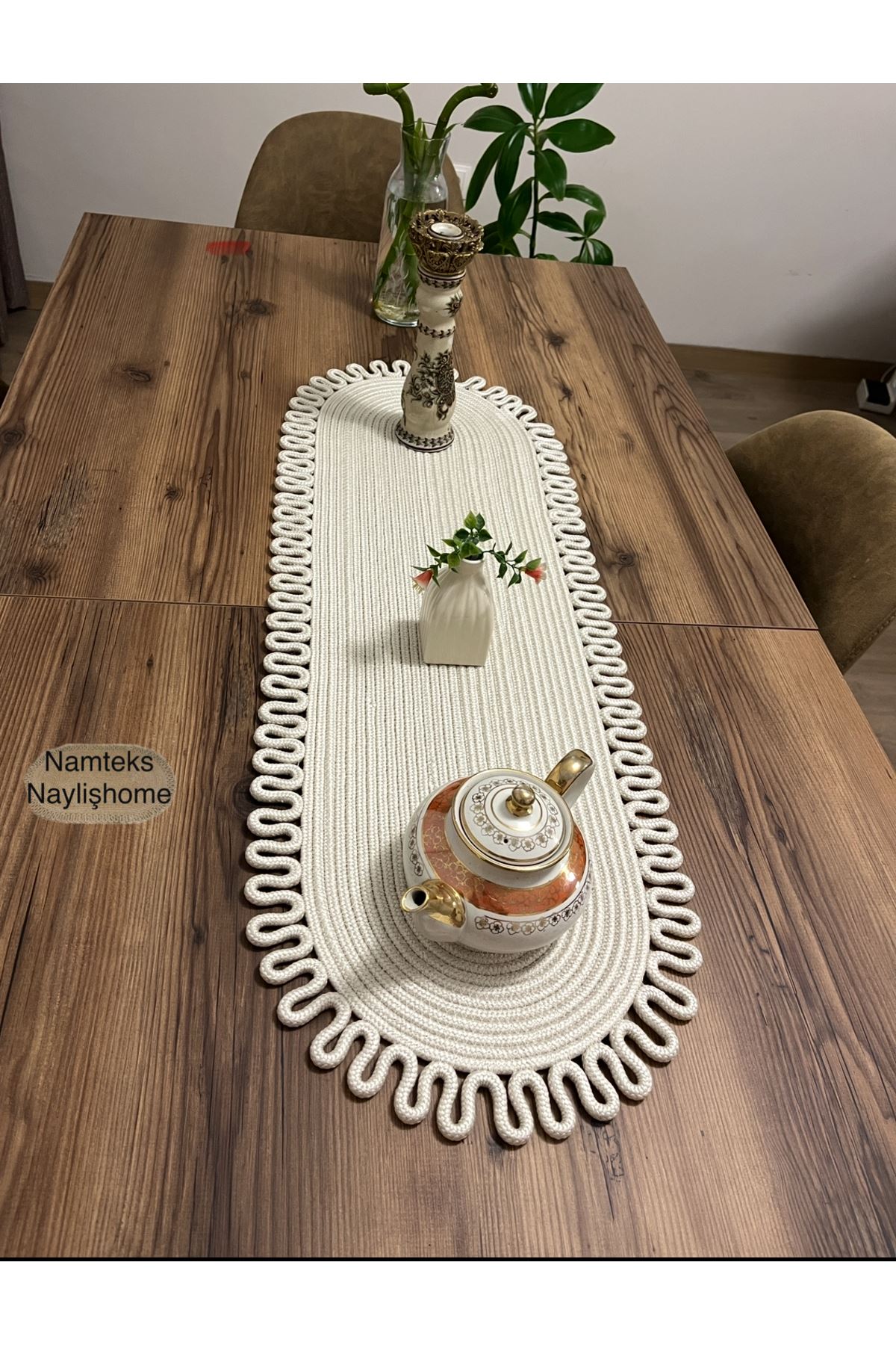 Kenarjüt Trikotlu Runner Amerikan Servis Takımı, Yemek Servisi Takımı, Çeyizlik, Hediyelik