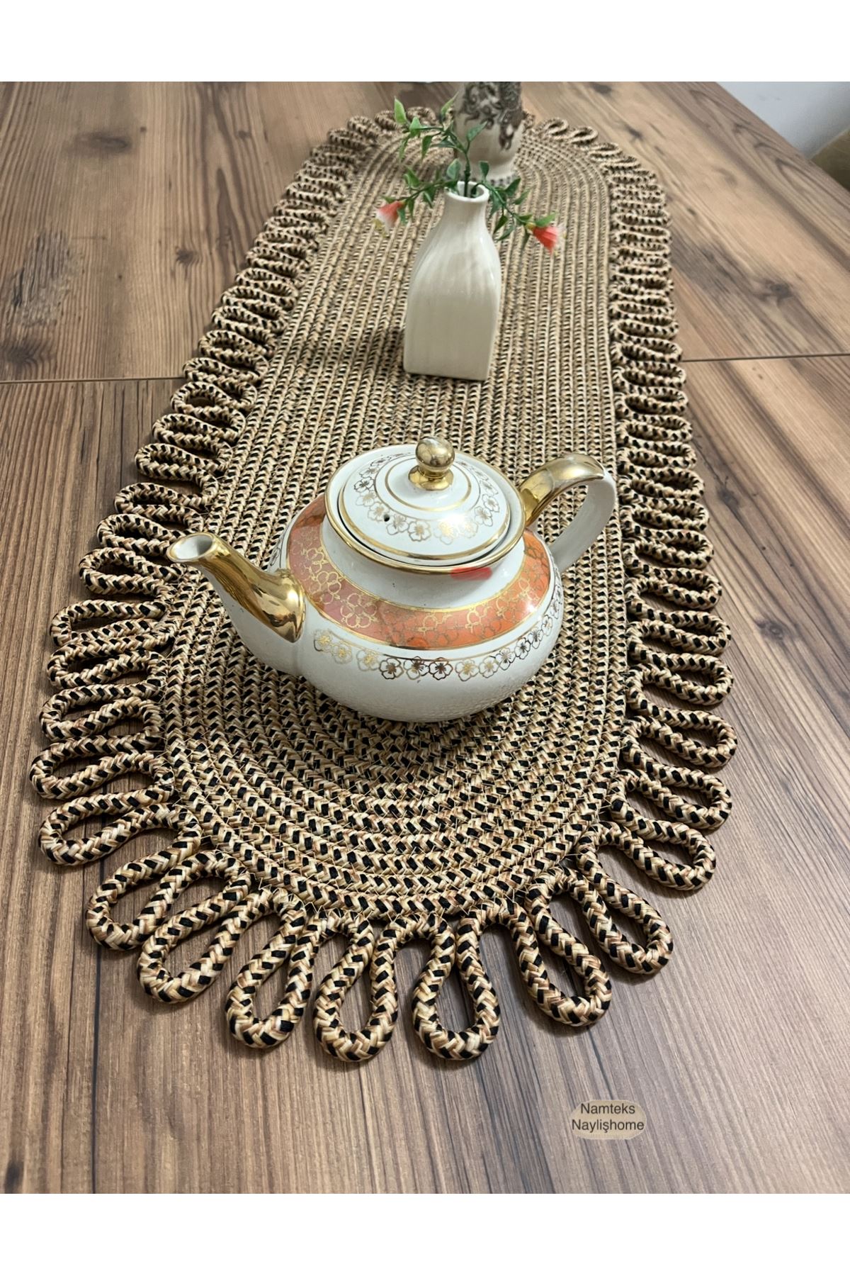 Kenarjüt Trikotlu Runner Amerikan Servis Takımı, Yemek Servisi Takımı, Çeyizlik, Hediyelik