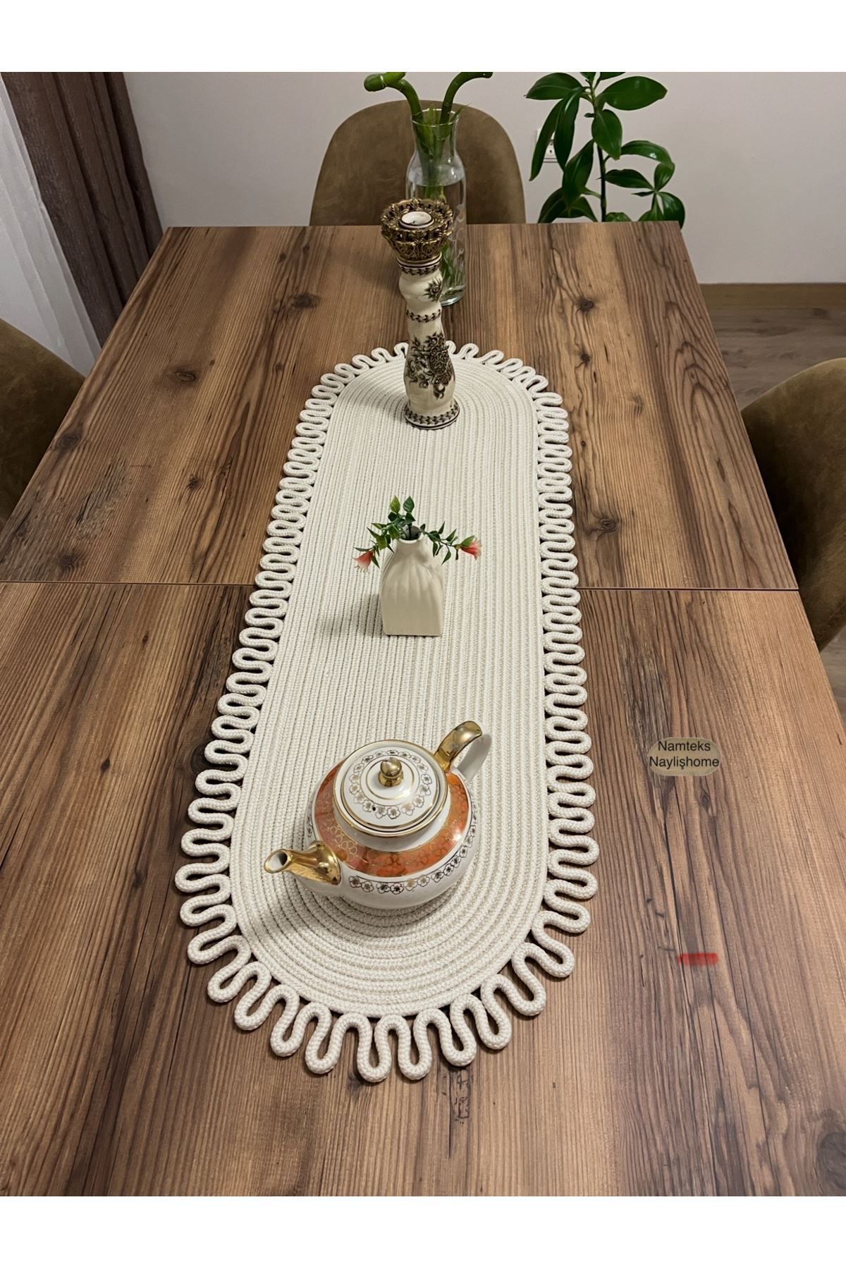 Kenarjüt Trikotlu Runner Amerikan Servis Takımı, Yemek Servisi Takımı, Çeyizlik, Hediyelik