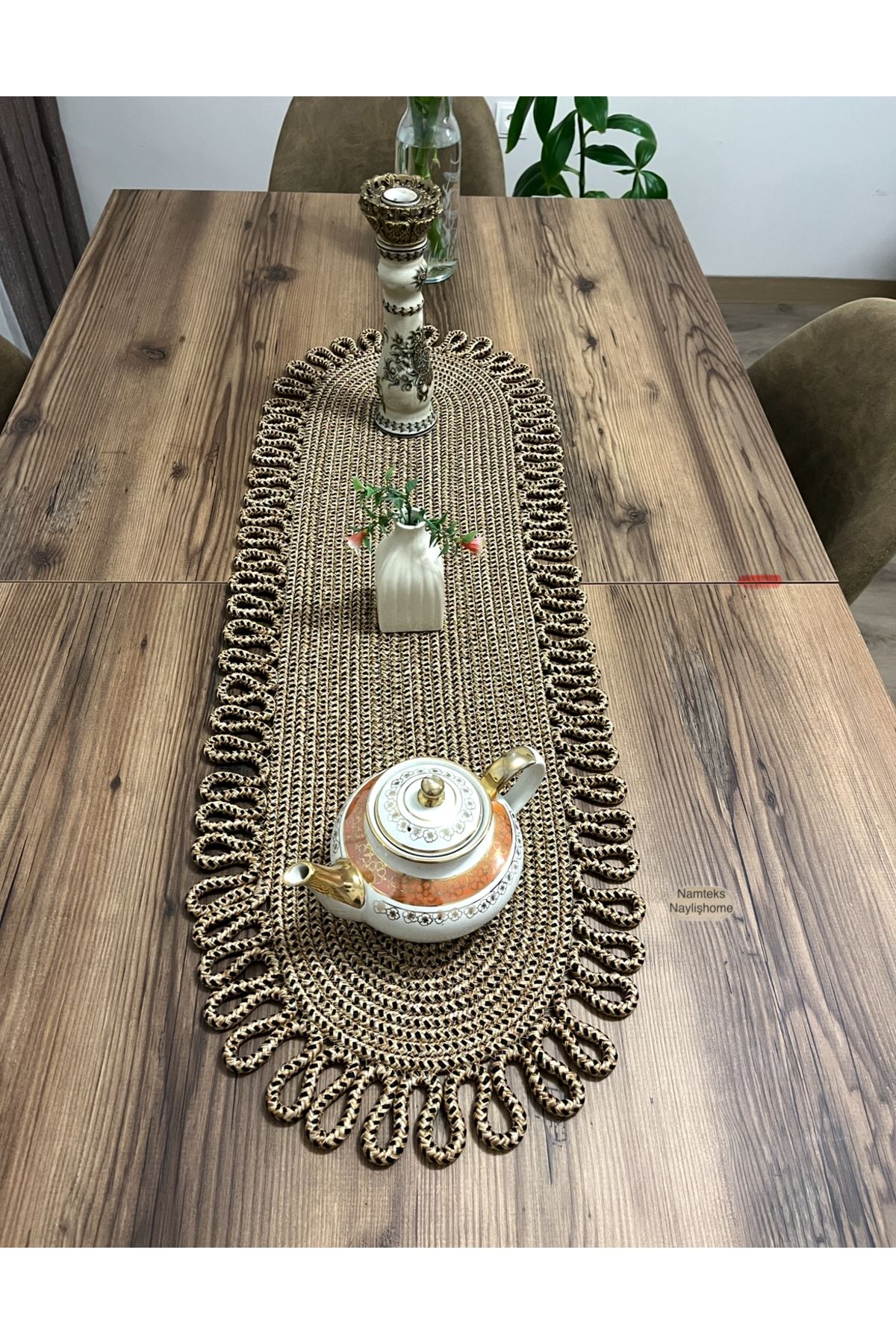 Kenarjüt Trikotlu Runner Amerikan Servis Takımı, Yemek Servisi Takımı, Çeyizlik, Hediyelik