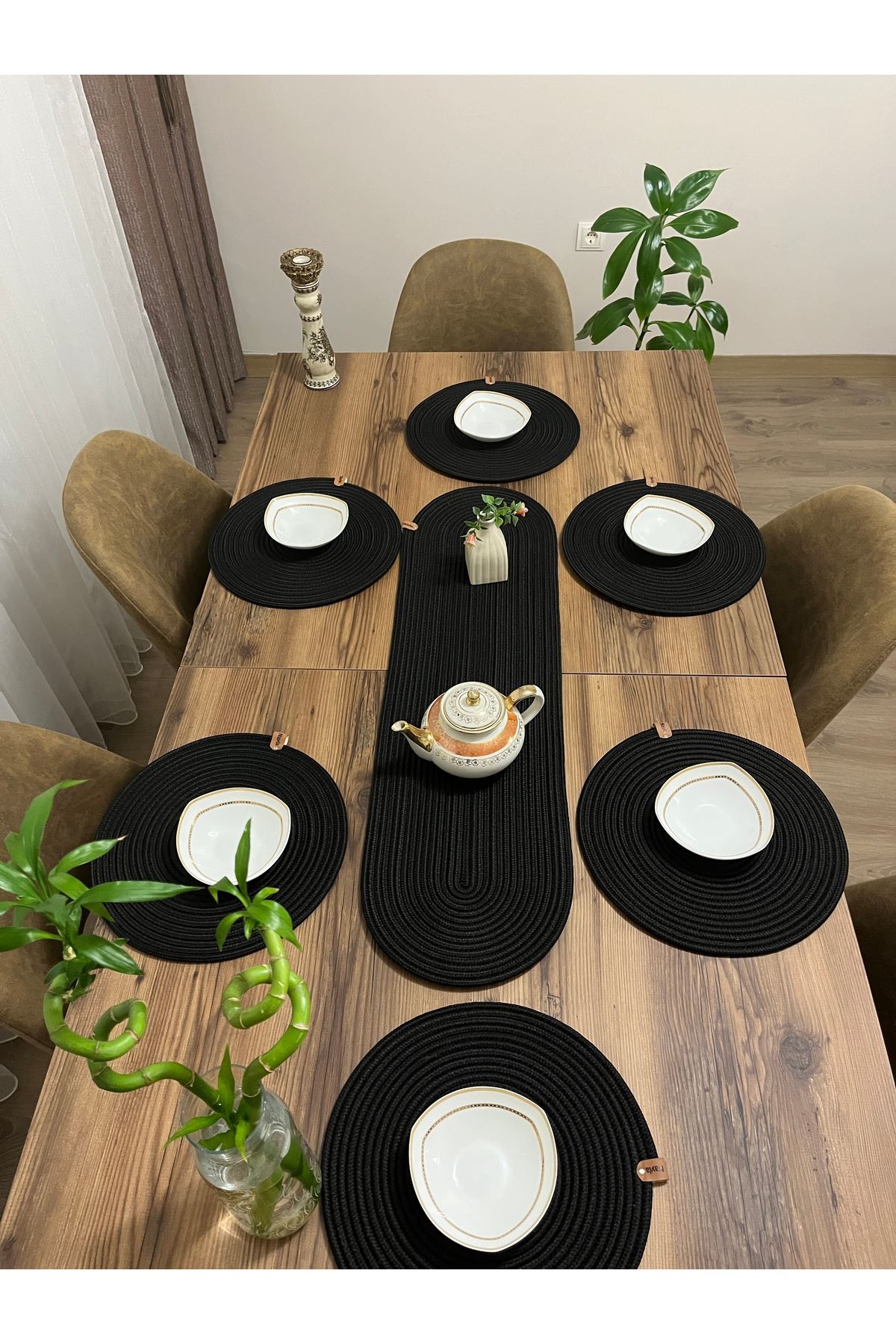 jüt hasır 6 adet supla 1 adet runner hediyelik çeyizlik