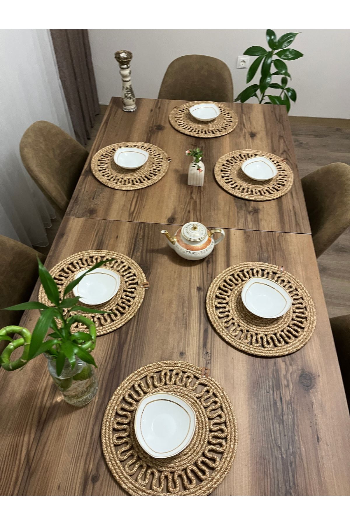 6 Adet 33x33 Jüt, Ameriken Servis, Masa Örtüsü, Supla Hediyelik,çeyizlik Gritirikotlu