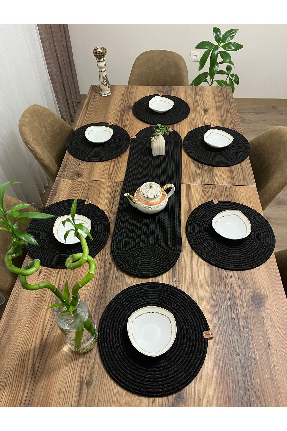 jüt hasır 6 adet supla 1 adet runner hediyelik çeyizlik
