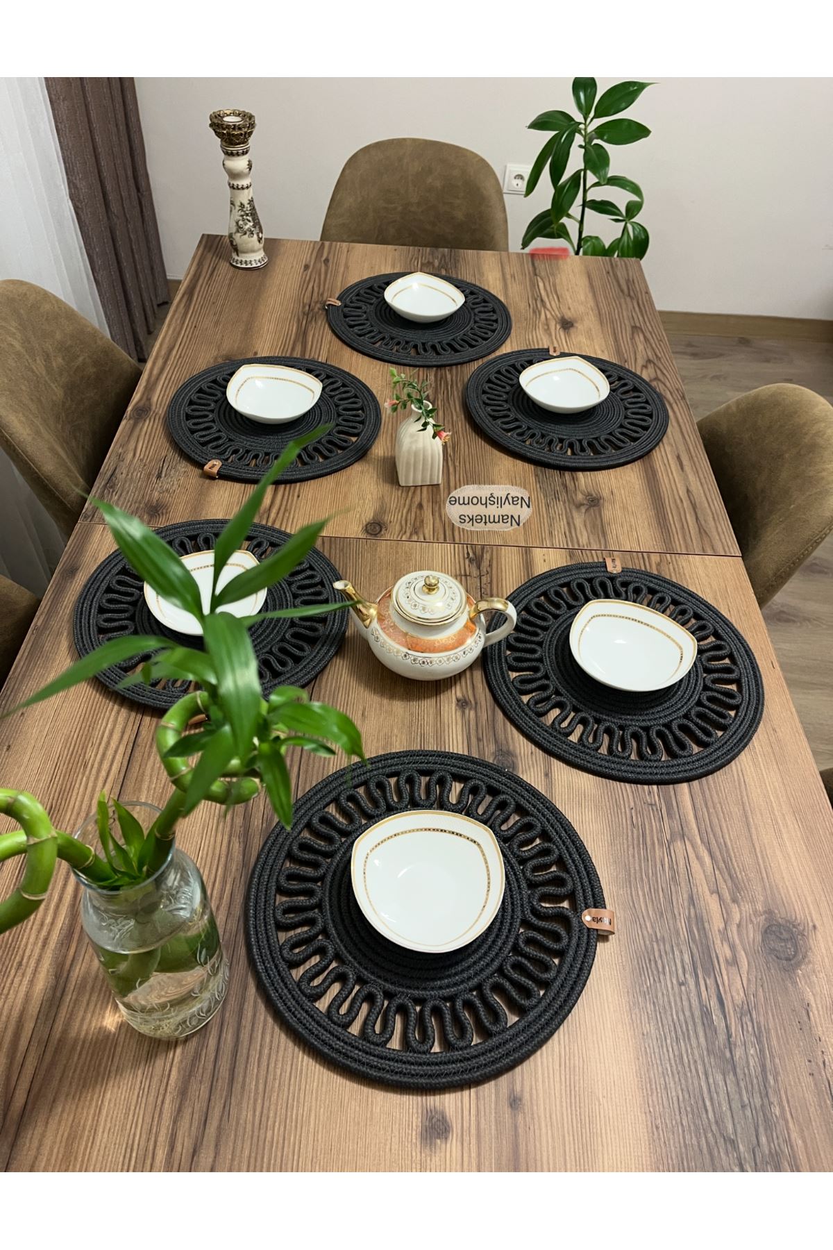 6 Adet 33x33 Jüt, Ameriken Servis, Masa Örtüsü, Supla Hediyelik,çeyizlik Gritirikotlu