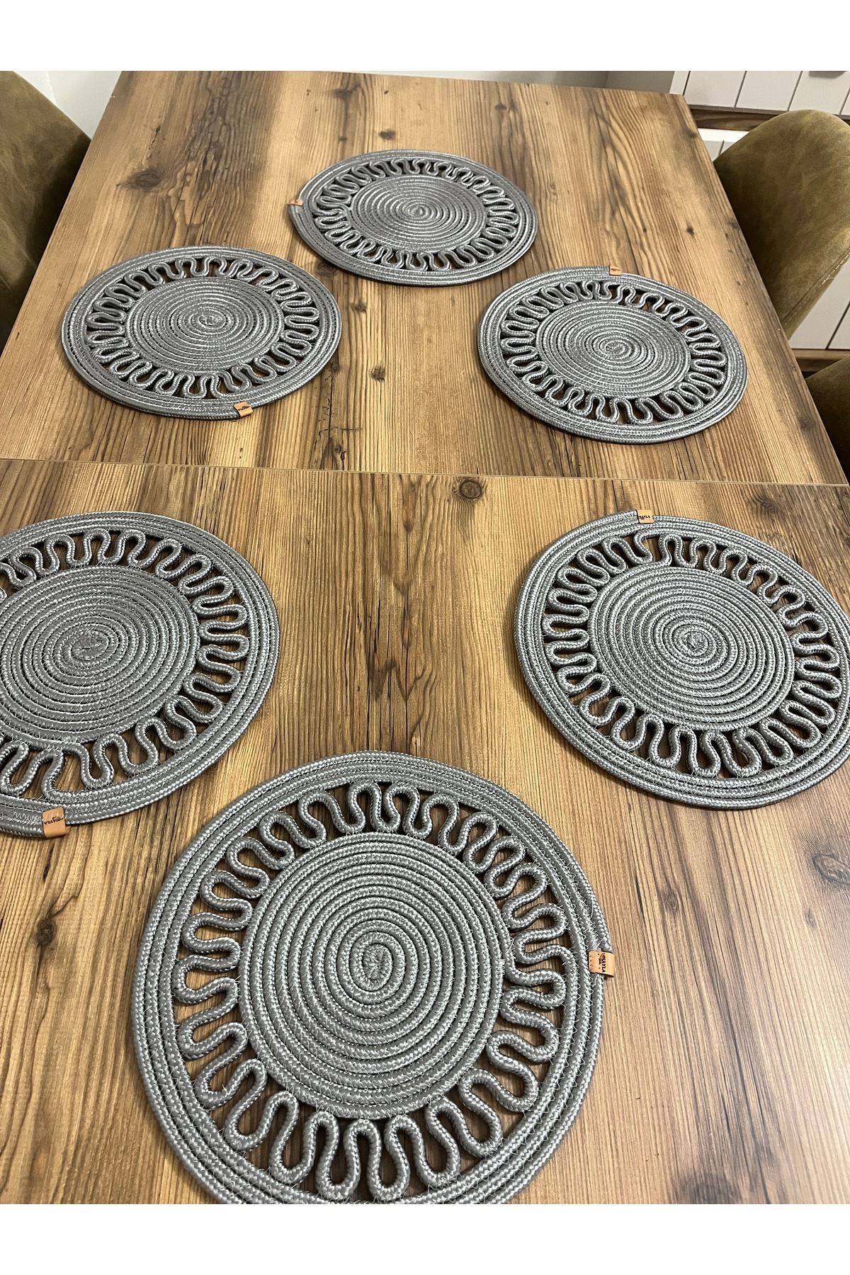 6 Adet 33x33 Jüt, Ameriken Servis, Masa Örtüsü, Supla Hediyelik,çeyizlik Gritirikotlu