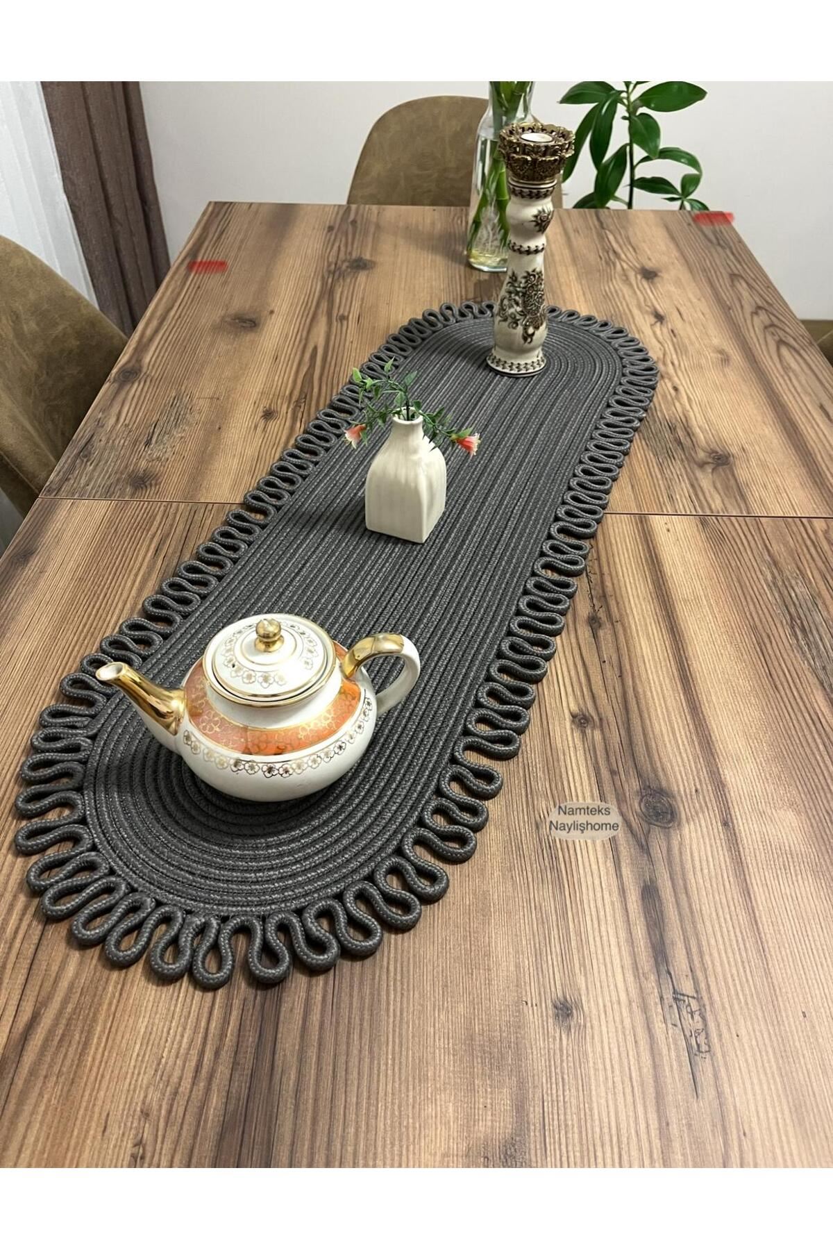 Kenarjüt Trikotlu Runner Amerikan Servis Takımı, Yemek Servisi Takımı, Çeyizlik, Hediyelik