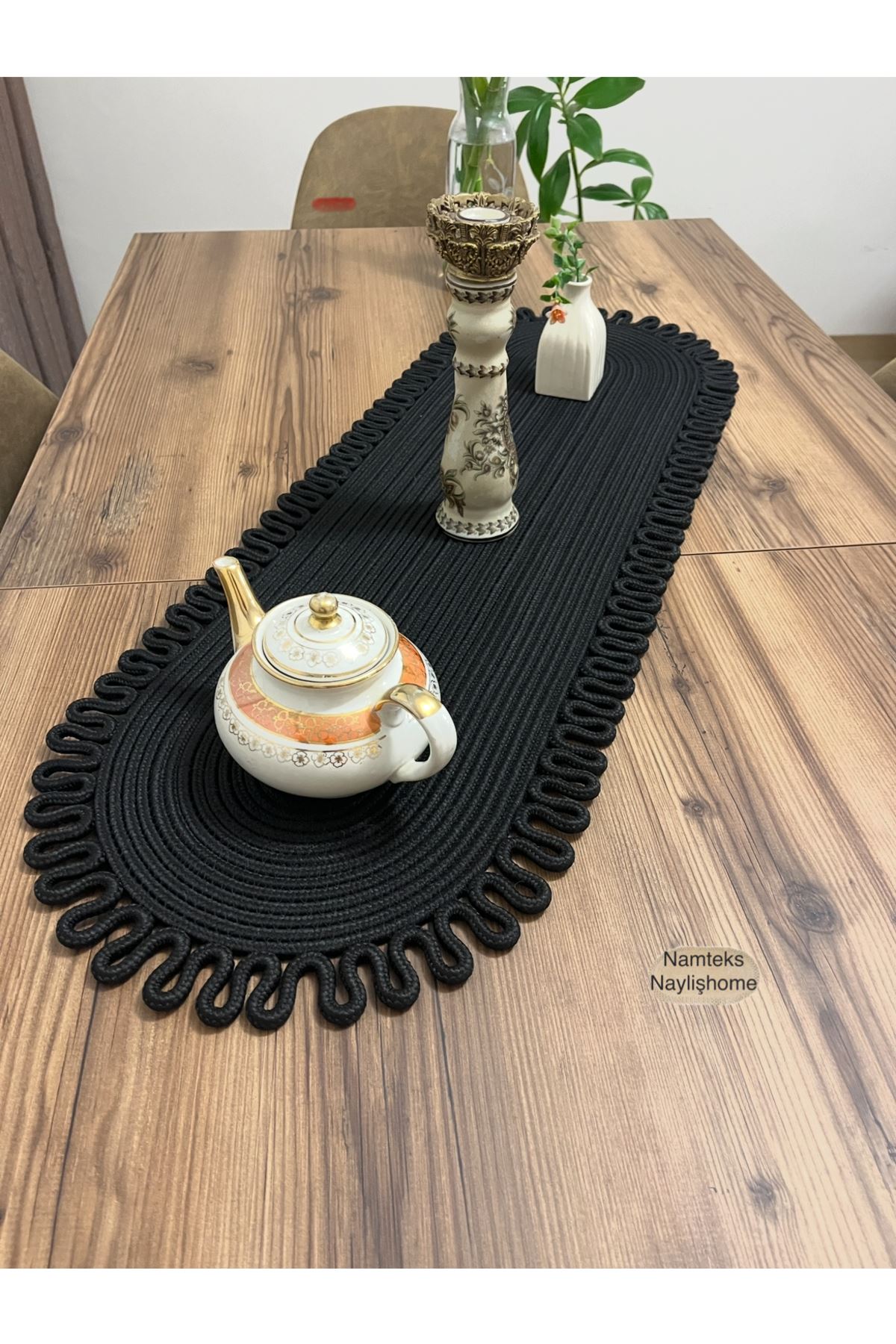 Kenarjüt Trikotlu Runner Amerikan Servis Takımı, Yemek Servisi Takımı, Çeyizlik, Hediyelik