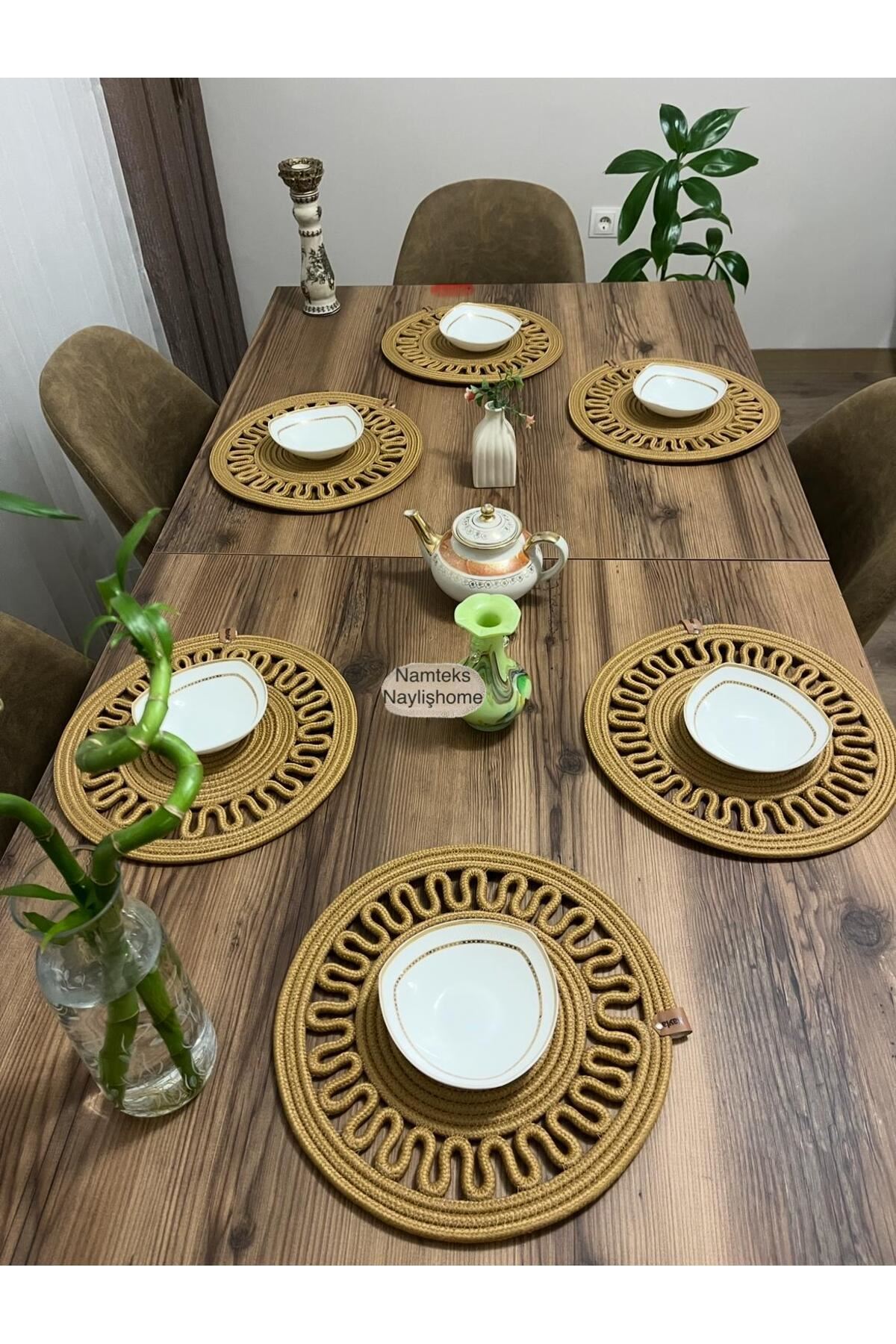 6 Adet 33x33 Jüt, Ameriken Servis, Masa Örtüsü, Supla Hediyelik,çeyizlik Gritirikotlu