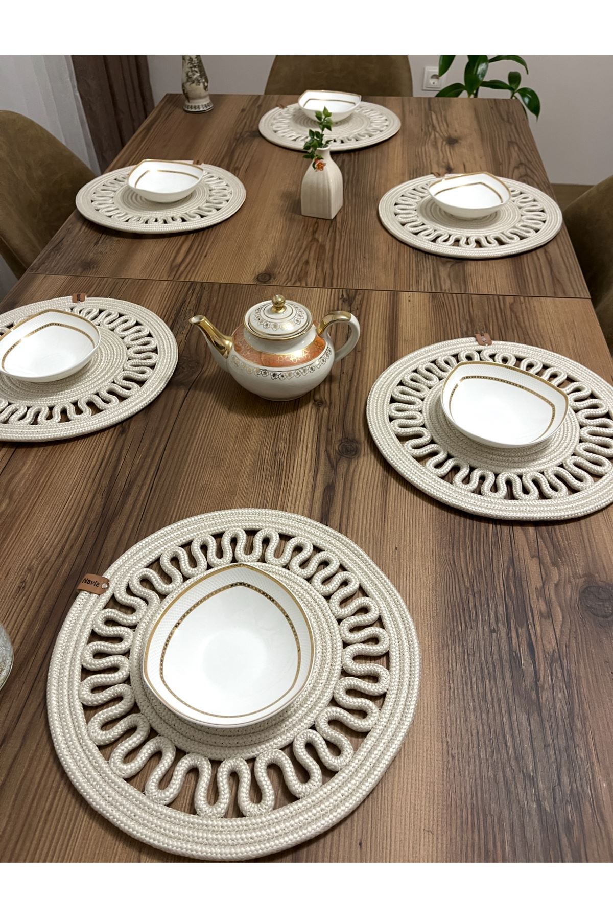 6 Adet 33x33 Jüt, Ameriken Servis, Masa Örtüsü, Supla Hediyelik,çeyizlik Gritirikotlu