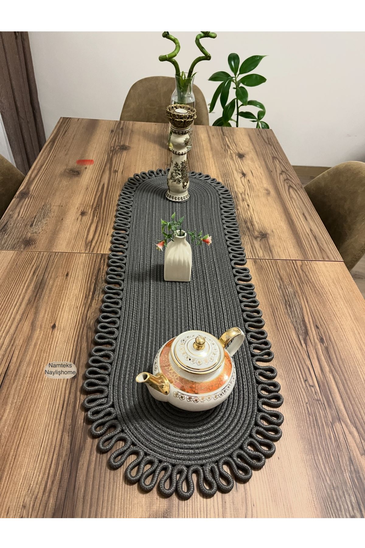 Kenarjüt Trikotlu Runner Amerikan Servis Takımı, Yemek Servisi Takımı, Çeyizlik, Hediyelik