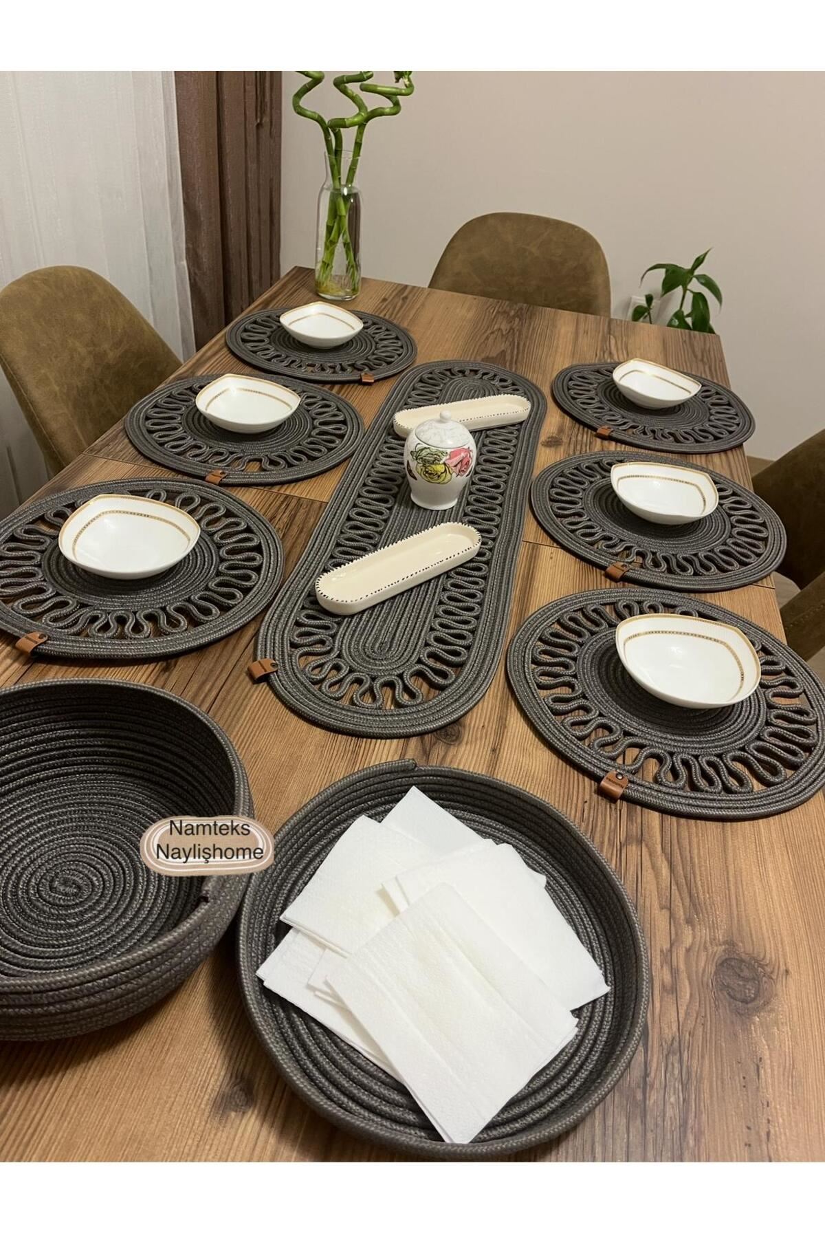 Jüt Amerikan Servis Takımı Runner Supla Hediyelik Masa Örtü Takımı Yemek Servis Takımı