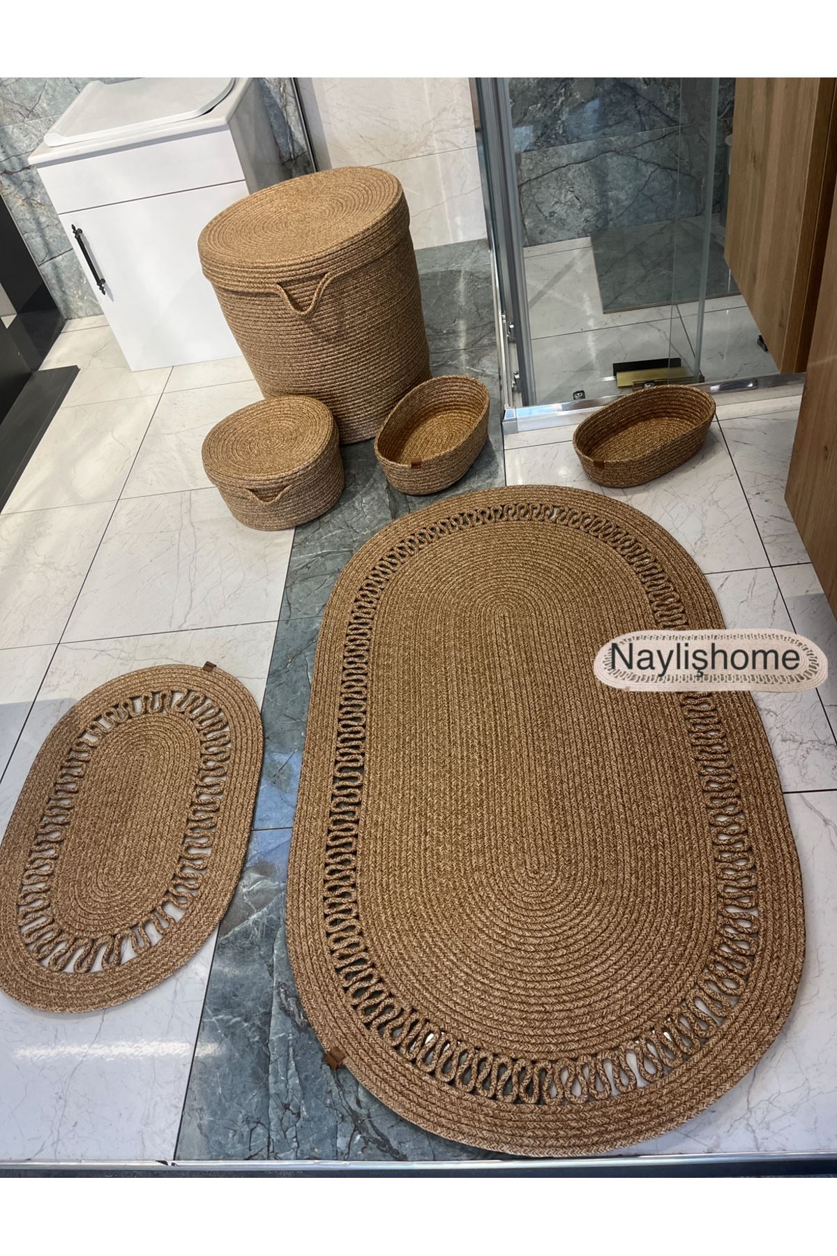 45x40cm kirli ,25x15cm makyaj sepetli banyo takımı. hediyelik, çeyizlik ,bohem ,organize