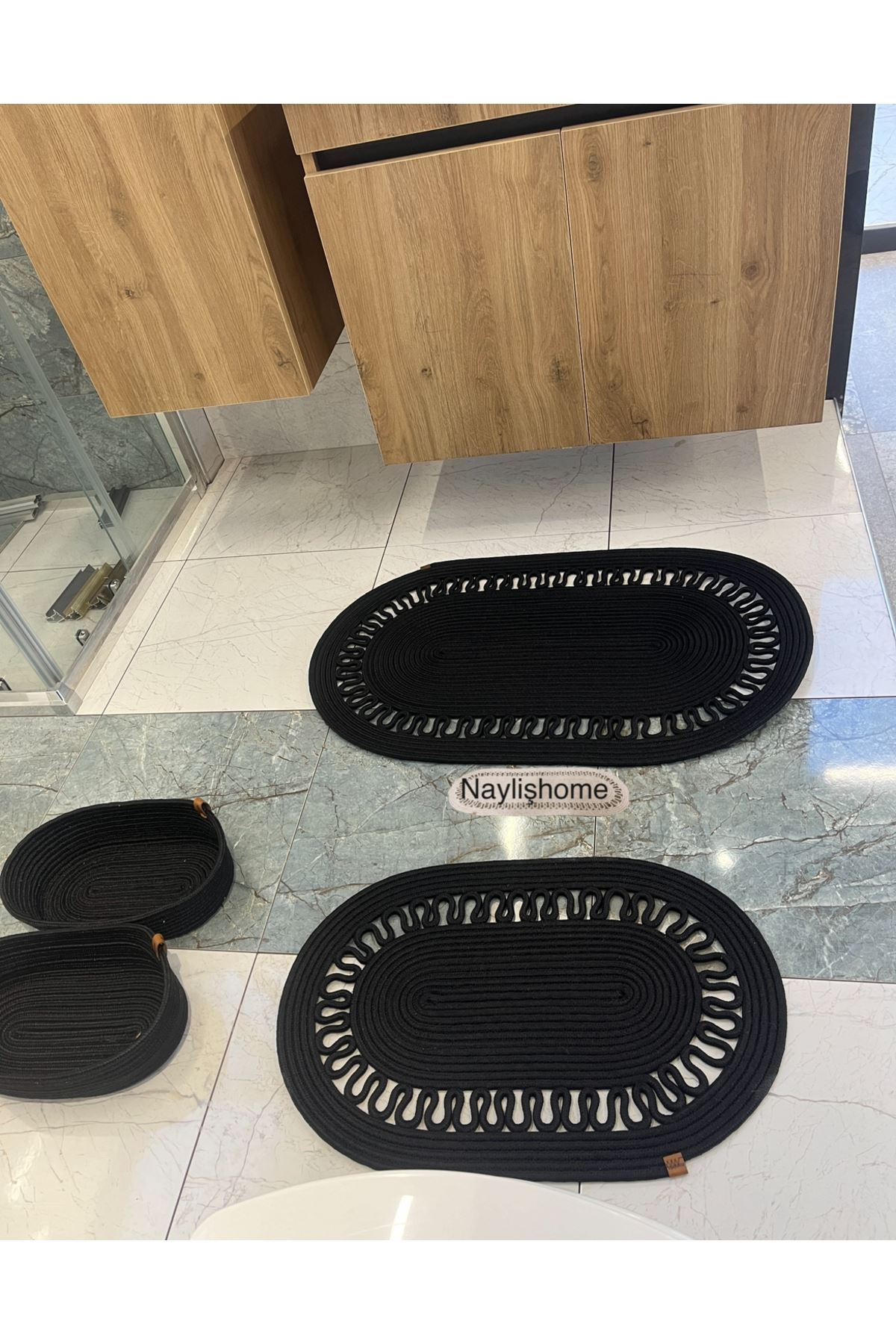 50x80cm ,40x60cm , 2 oval sepetli banyo takımı. hediyelik, çeyizlik ,bohem, dekoratif