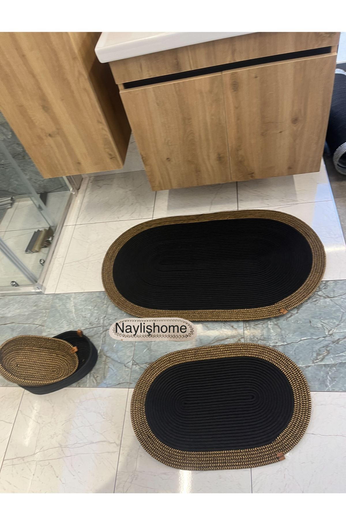 50x80cm ,40x60cm , 2 oval sepetli banyo takımı. hediyelik, çeyizlik ,bohem, dekoratif