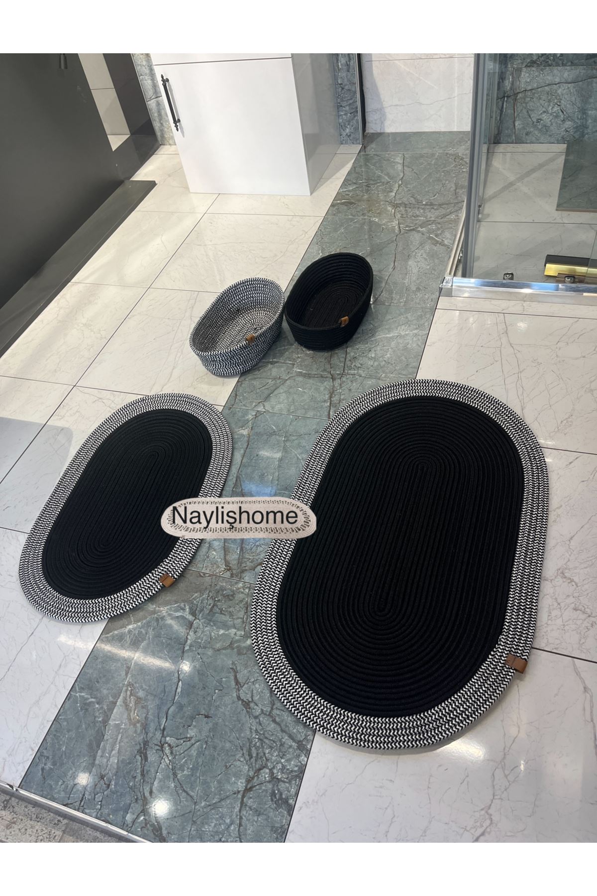 50x80cm ,40x60cm , 2 oval sepetli banyo takımı. hediyelik, çeyizlik ,bohem, dekoratif
