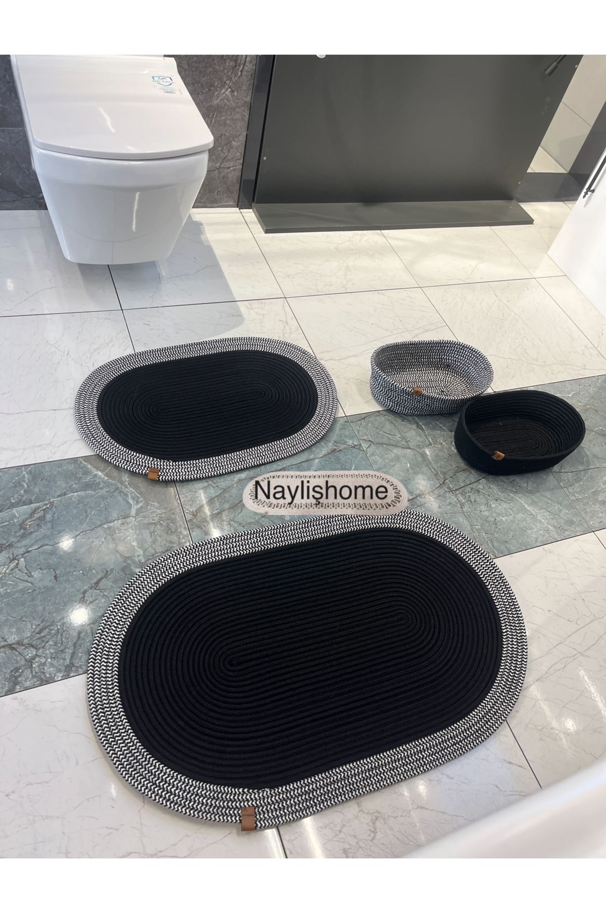 50x80cm ,40x60cm , 2 oval sepetli banyo takımı. hediyelik, çeyizlik ,bohem, dekoratif