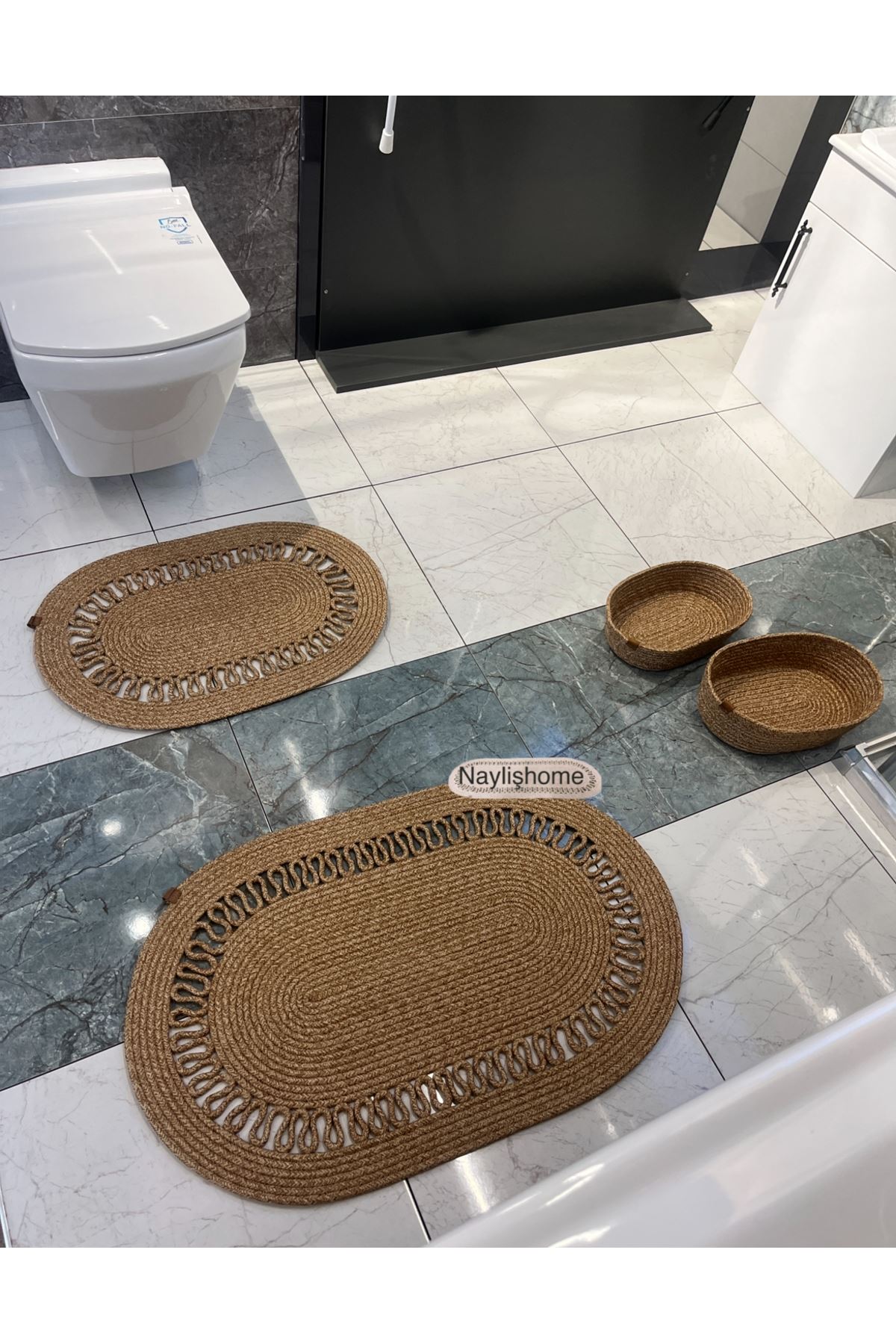 50x80cm ,40x60cm , 2 oval sepetli banyo takımı. hediyelik, çeyizlik ,bohem, dekoratif