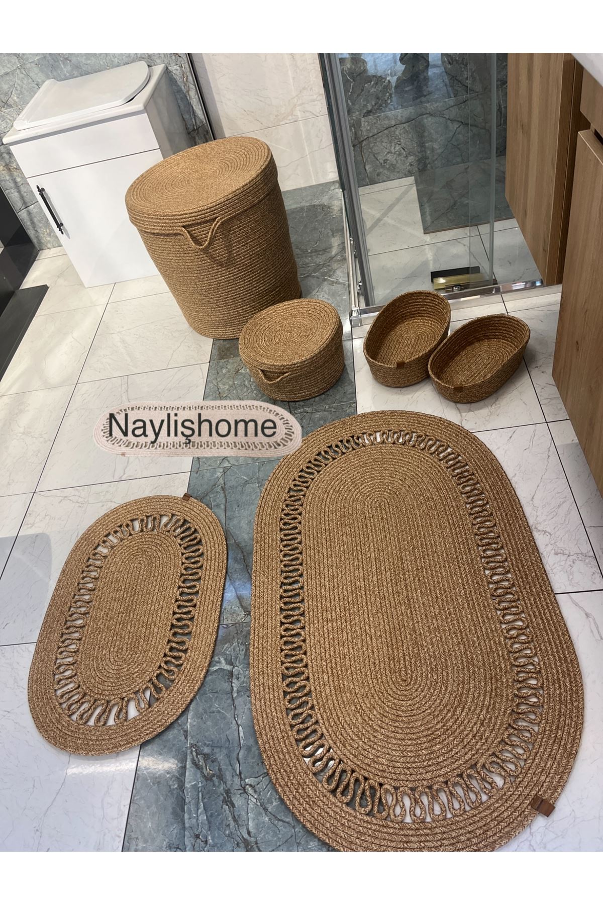 45x40cm kirli ,25x15cm makyaj sepetli banyo takımı. hediyelik, çeyizlik ,bohem ,organize