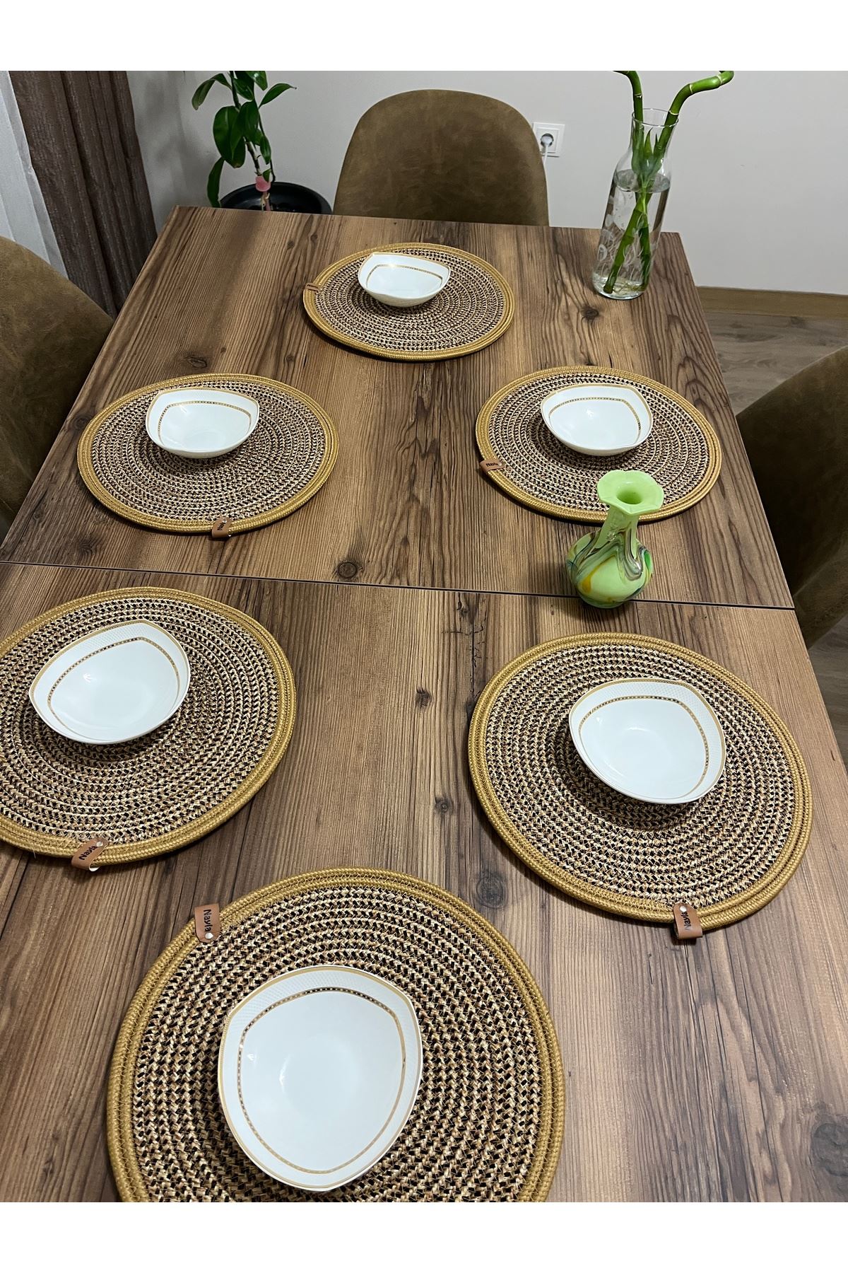 6 Adet 33x33 Supla Jüt, Ameriken Servis, Masa Örtüsü, Supla Hediyelik,çeyizlik Sunum