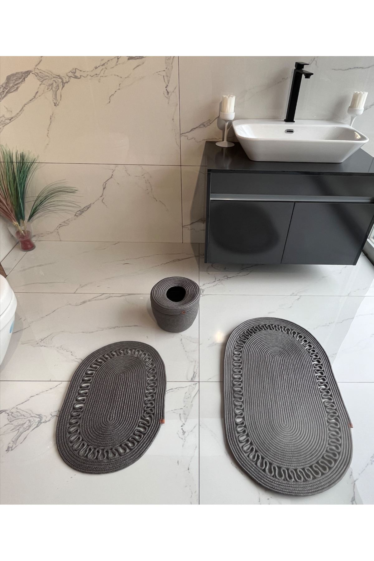 40x60-60x100 Iki Paspas Ve Çöpkovalı Banyo Takımı.hediyelik Ceyizlik