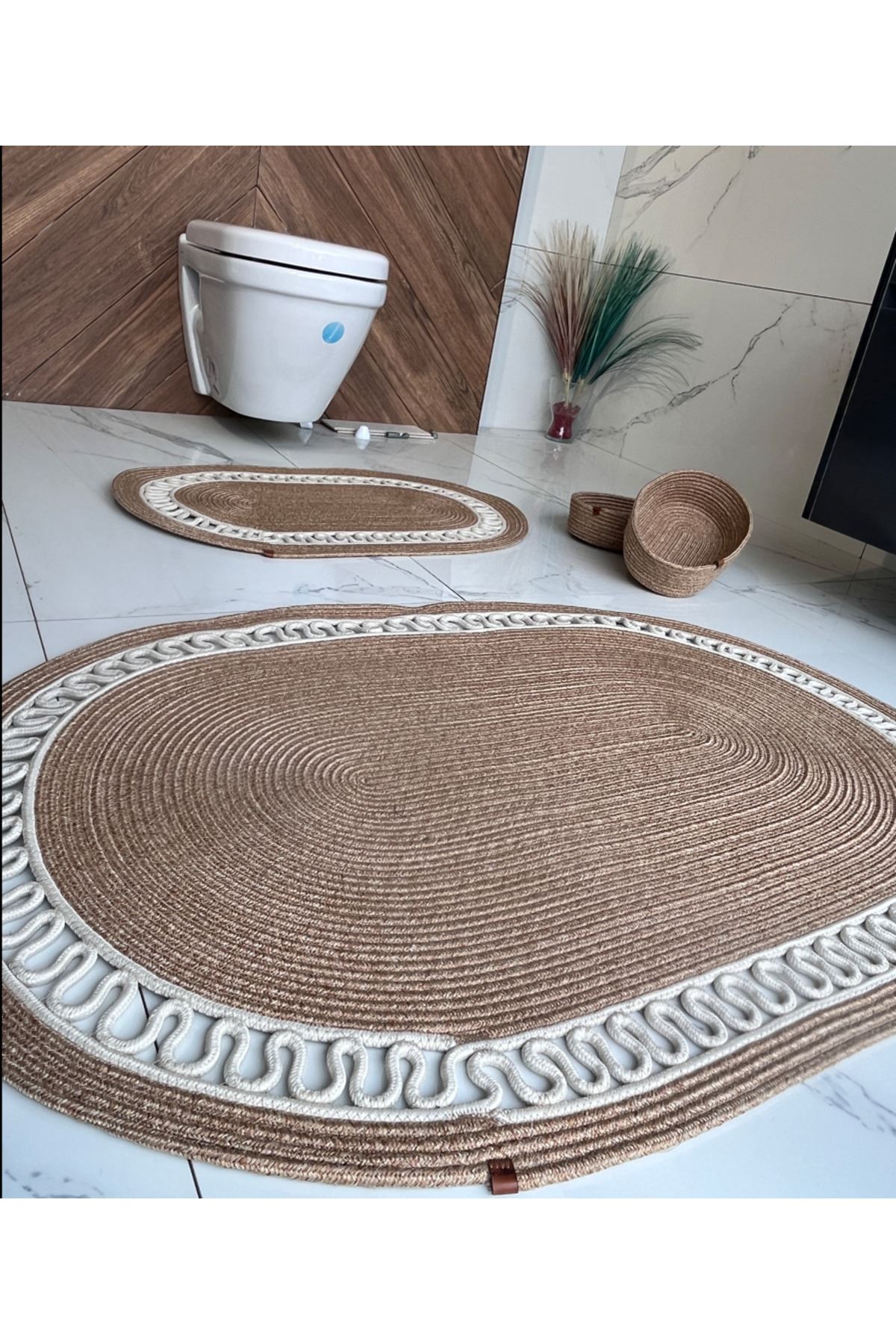 60x100-40x60 2 Paspas, 2 Sepetli Banyo Takımı Hediyelik, Çeyizlik