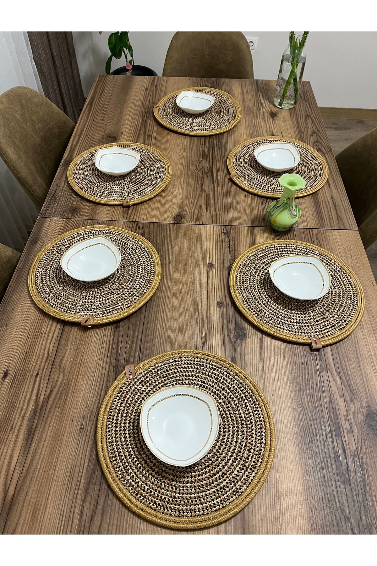 6 Adet 33x33 Supla Jüt, Ameriken Servis, Masa Örtüsü, Supla Hediyelik,çeyizlik Sunum