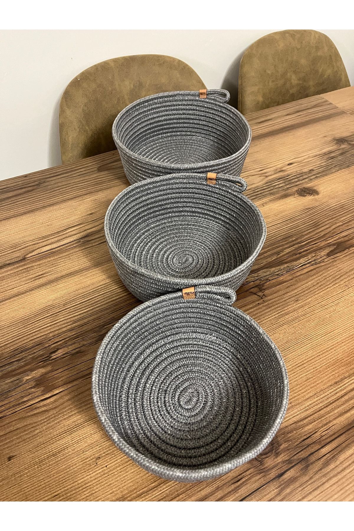 25x10-23x9-20x8 3lü Hasır Sepet Takımı-banyo,mutfak,oda Organize,elyapımı Dekoratif Sepet