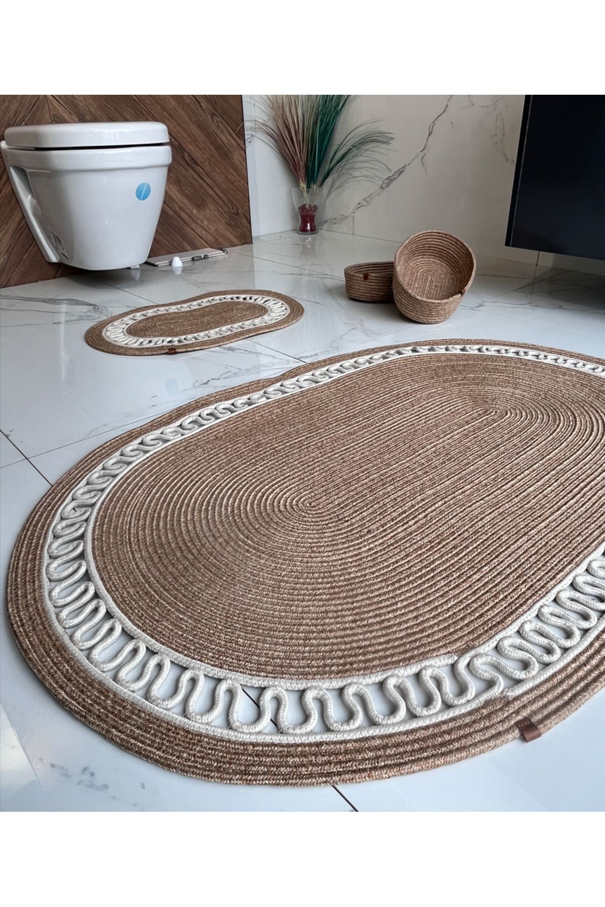 60x100-40x60 2 Paspas, 2 Sepetli Banyo Takımı Hediyelik, Çeyizlik