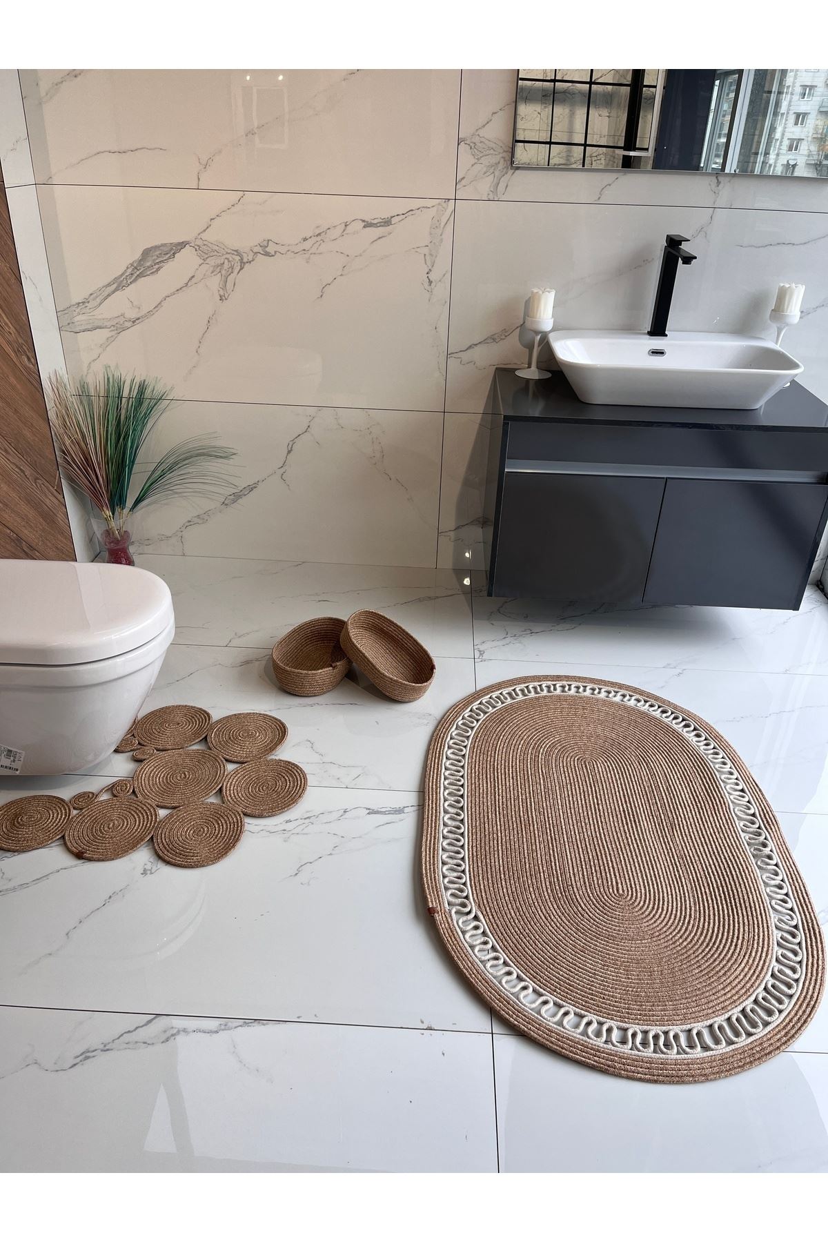60x100paspas-60x65 Kırozet Paspas,2sepet 4 Lü Banyo Takımı Hediyelik Ceyizlik