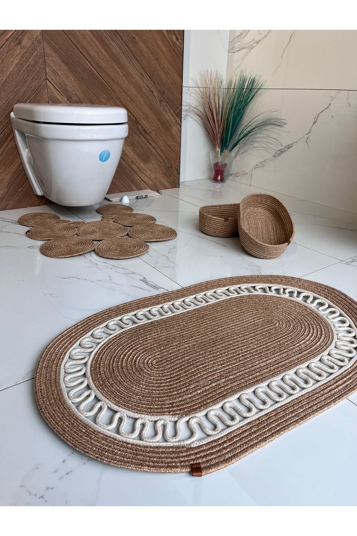 60x100paspas-60x65 Kırozet Paspas,2sepet 4 Lü Banyo Takımı Hediyelik Ceyizlik