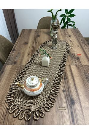 Kenarjüt Trikotlu Runner Amerikan Servis Takımı, Yemek Servisi Takımı, Çeyizlik, Hediyelik