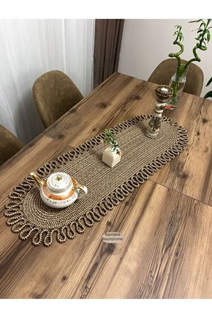 Kenarjüt Trikotlu Runner Amerikan Servis Takımı, Yemek Servisi Takımı, Çeyizlik, Hediyelik