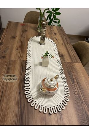 Kenarjüt Trikotlu Runner Amerikan Servis Takımı, Yemek Servisi Takımı, Çeyizlik, Hediyelik
