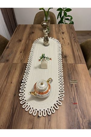 Kenarjüt Trikotlu Runner Amerikan Servis Takımı, Yemek Servisi Takımı, Çeyizlik, Hediyelik