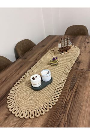 Kenarjüt Trikotlu Runner Amerikan Servis Takımı, Yemek Servisi Takımı, Çeyizlik, Hediyelik