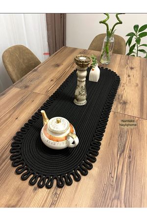Kenarjüt Trikotlu Runner Amerikan Servis Takımı, Yemek Servisi Takımı, Çeyizlik, Hediyelik