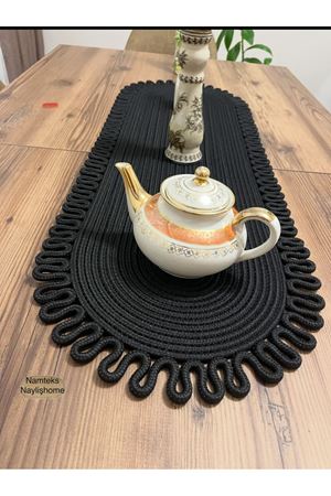 Kenarjüt Trikotlu Runner Amerikan Servis Takımı, Yemek Servisi Takımı, Çeyizlik, Hediyelik