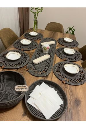 Jüt Amerikan Servis Takımı Runner Supla Hediyelik Masa Örtü Takımı Yemek Servis Takımı