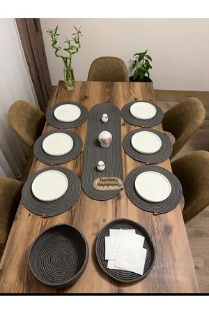 Jüt Amerikan Servis Takımı Runner Supla Hediyelik Masa Örtü Takımı Yemek Servis Takımı