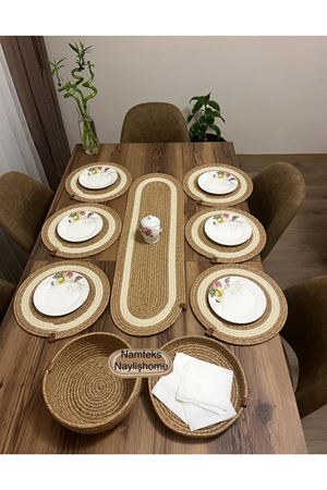 Jüt Amerikan Servis Takımı Runner Supla Hediyelik Masa Örtü Takımı Yemek Servis Takımı