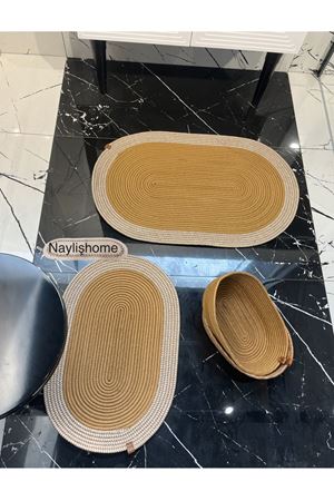 50x80cm ,40x60cm , 2 oval sepetli banyo takımı. hediyelik, çeyizlik ,bohem, dekoratif