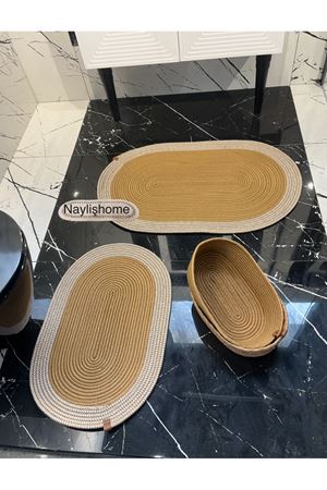 50x80cm ,40x60cm , 2 oval sepetli banyo takımı. hediyelik, çeyizlik ,bohem, dekoratif