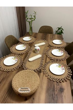 Jüt Amerikan Servis Takımı Runner Supla Hediyelik Masa Örtü Takımı Yemek Servis Takımı