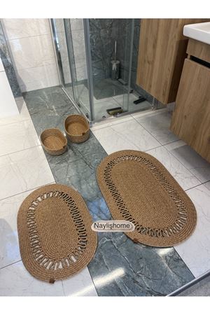 50x80cm ,40x60cm , 2 oval sepetli banyo takımı. hediyelik, çeyizlik ,bohem, dekoratif