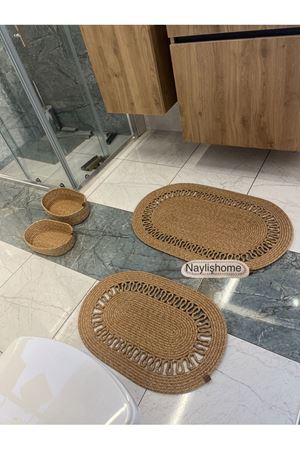 50x80cm ,40x60cm , 2 oval sepetli banyo takımı. hediyelik, çeyizlik ,bohem, dekoratif